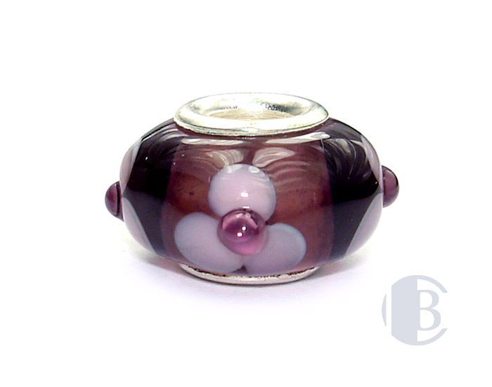 925 sterling silver core murano glass bead
