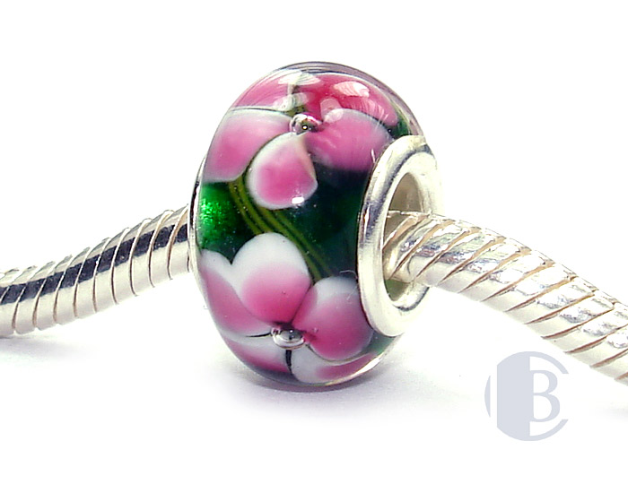 925 sterling silver core murano glass bead