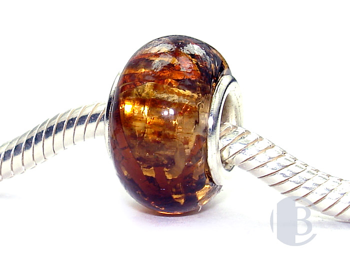 925 sterling silver core murano glass bead