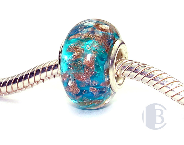 925 sterling silver core murano glass bead