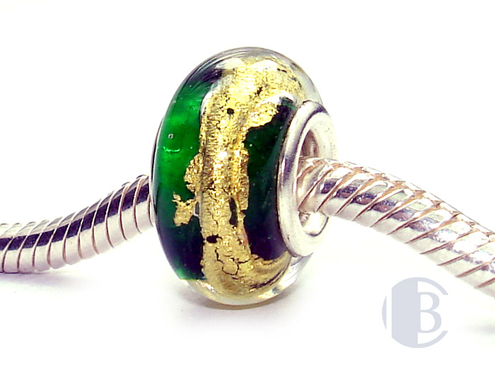 925 sterling silver core murano glass bead