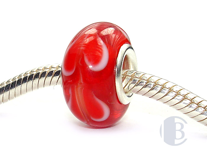 925 sterling silver core murano glass bead