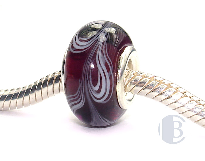 925 sterling silver core murano glass bead