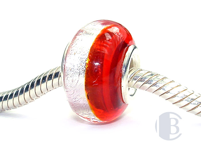 925 sterling silver core murano glass bead
