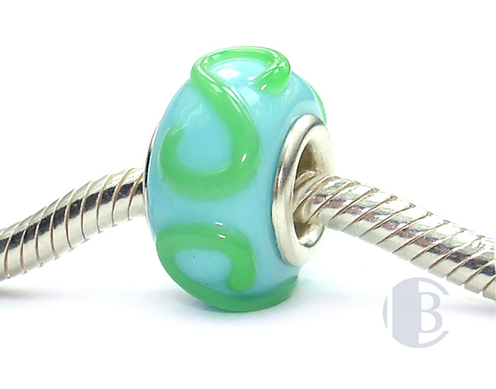925 sterling silver core murano glass bead