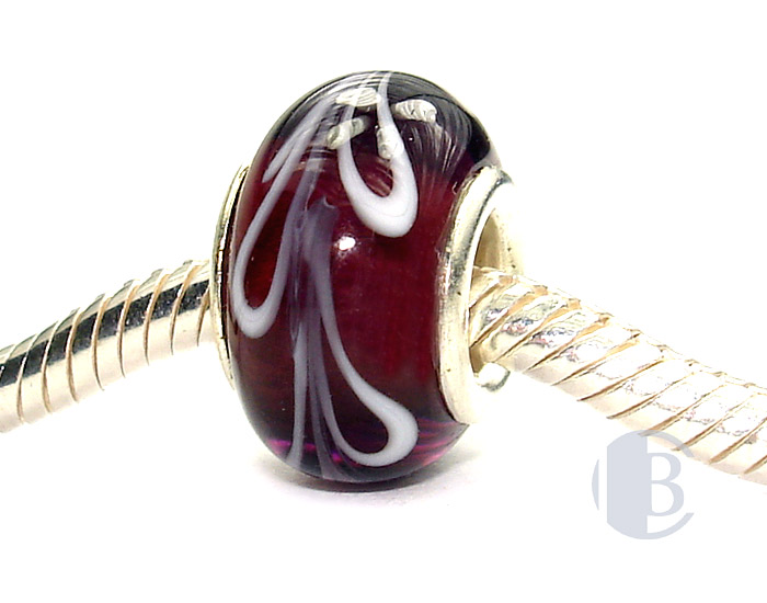 925 sterling silver core murano glass bead
