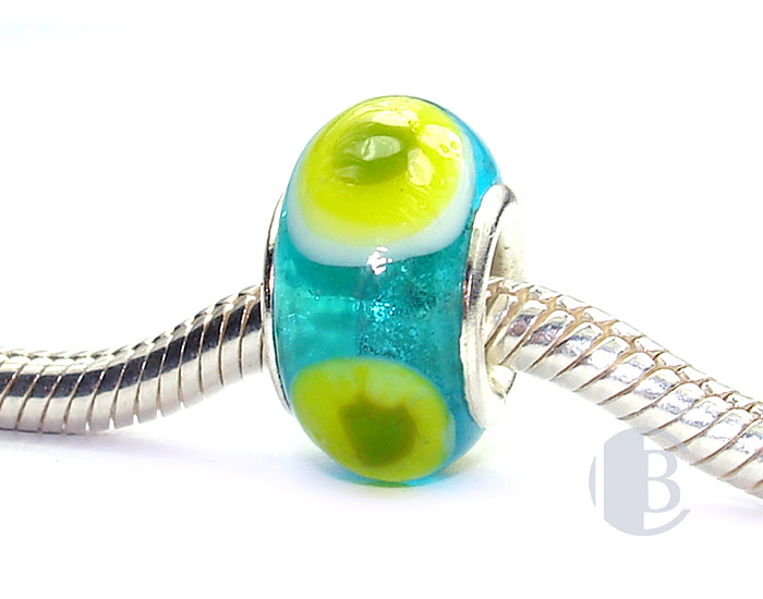 925 sterling silver core murano glass bead