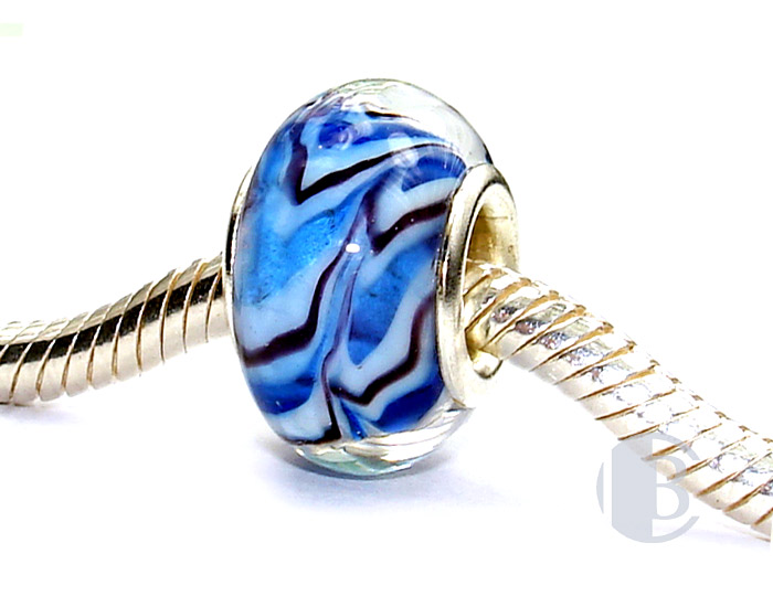 925 sterling silver core murano glass bead