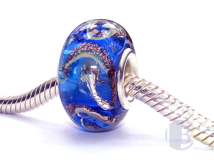 925 sterling silver core murano glass bead