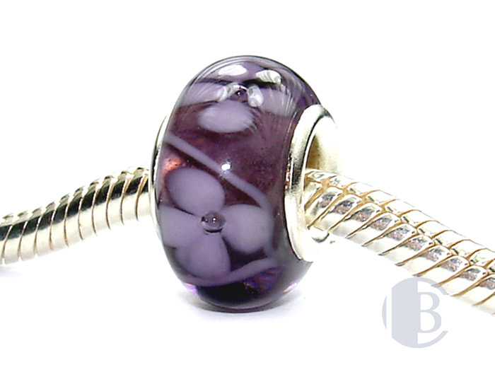 925 sterling silver core murano glass bead
