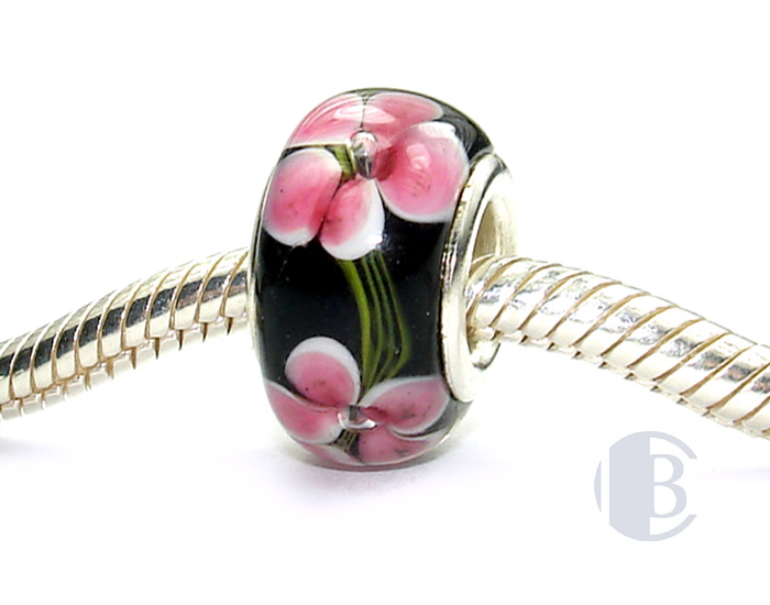 925 sterling silver core murano glass bead