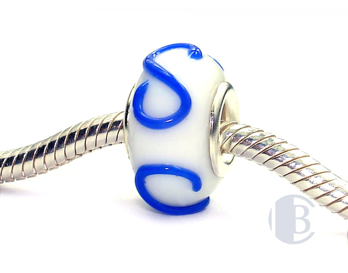 925 sterling silver core murano glass bead