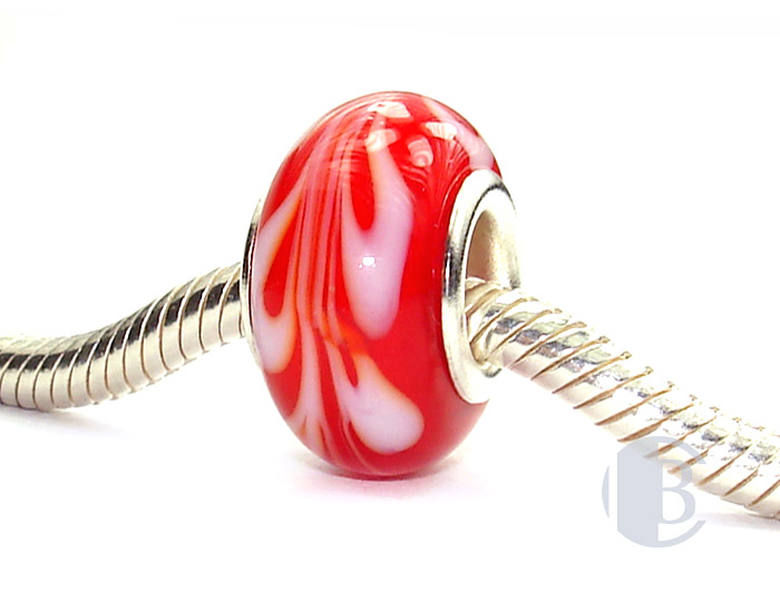 925 sterling silver core murano glass bead