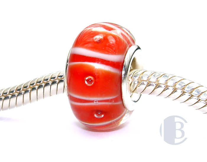 925 sterling silver core murano glass bead