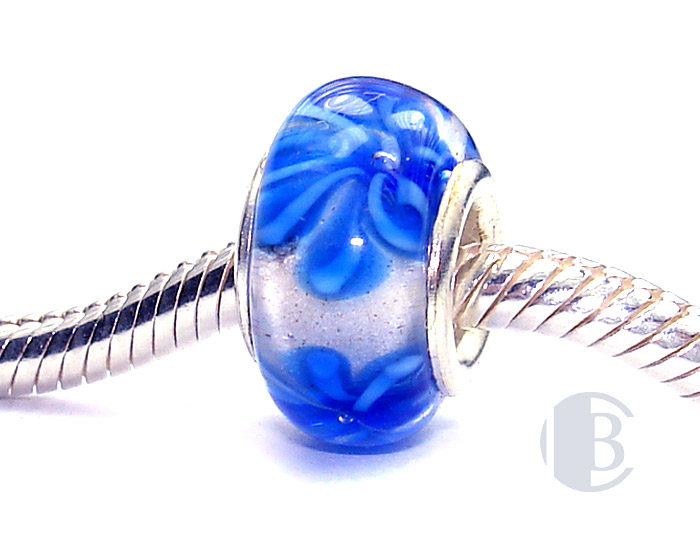 925 sterling silver core murano glass bead