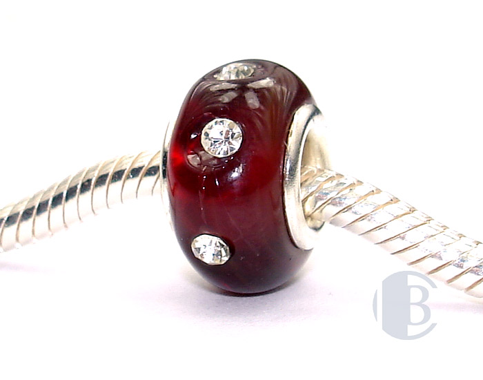 925 sterling silver core murano glass bead