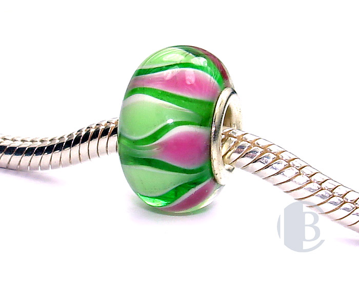 925 sterling silver core murano glass bead