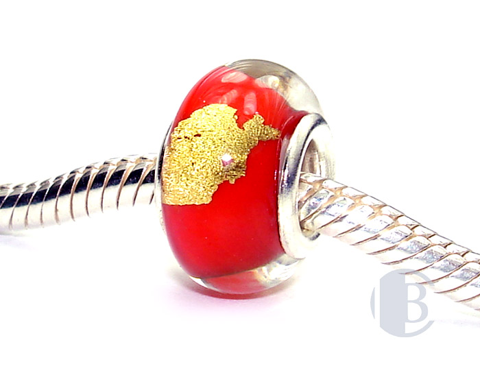 925 sterling silver core murano glass bead