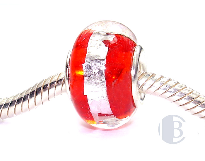 925 sterling silver core murano glass bead