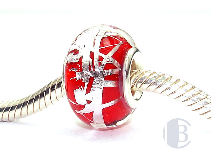925 sterling silver core murano glass bead
