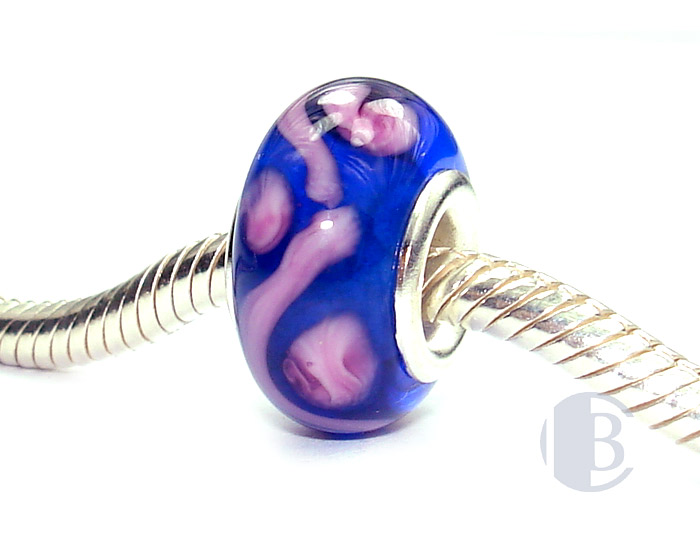 925 sterling silver core murano glass bead