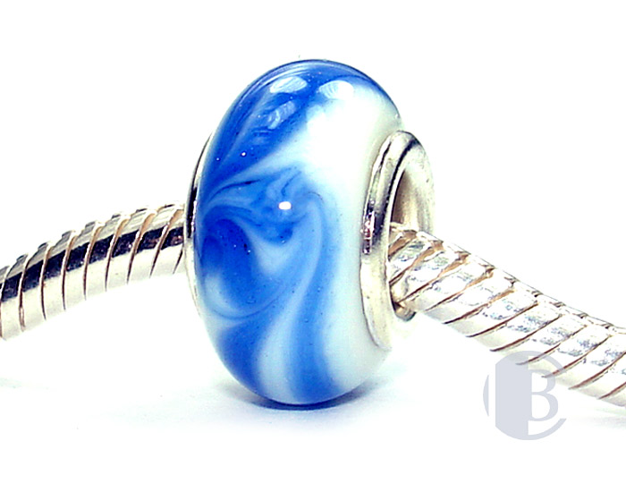 925 sterling silver core murano glass bead