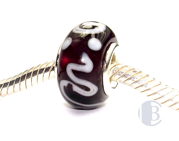 925 sterling silver core murano glass bead