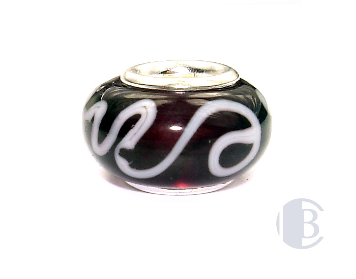 925 sterling silver core murano glass bead