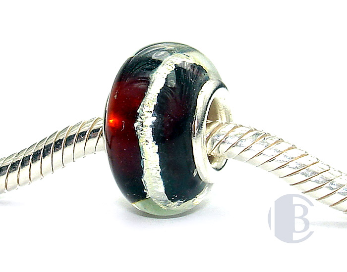 925 sterling silver core murano glass bead