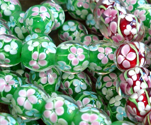Chinese Flower Glass Beads
