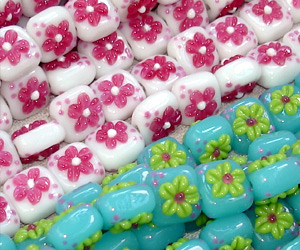 Tile Lampwor Glass Beads