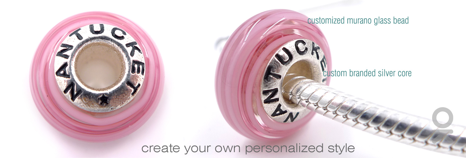 Custom Design Brand Stamped Murano Glass Bead