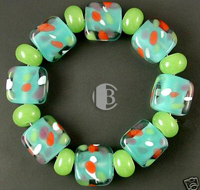 combination bracelet style tile lampwork bead sets