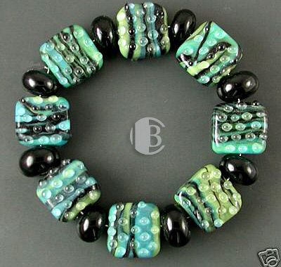 combination bracelet style tile lampwork bead sets