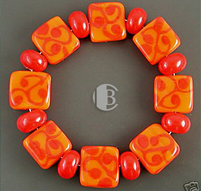 combination bracelet style tile lampwork bead sets