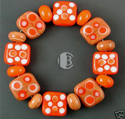 combination bracelet style tile lampwork bead sets