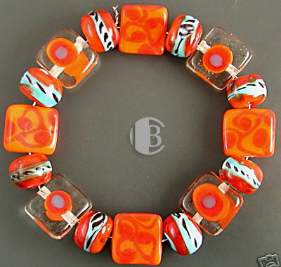 combination bracelet style tile lampwork bead sets