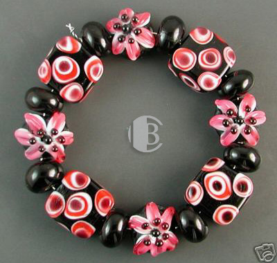 combination bracelet style tile lampwork bead sets