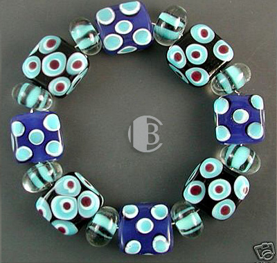combination bracelet style tile lampwork bead sets