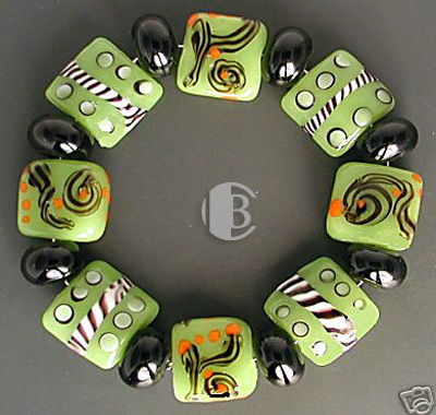 combination bracelet style tile lampwork bead sets