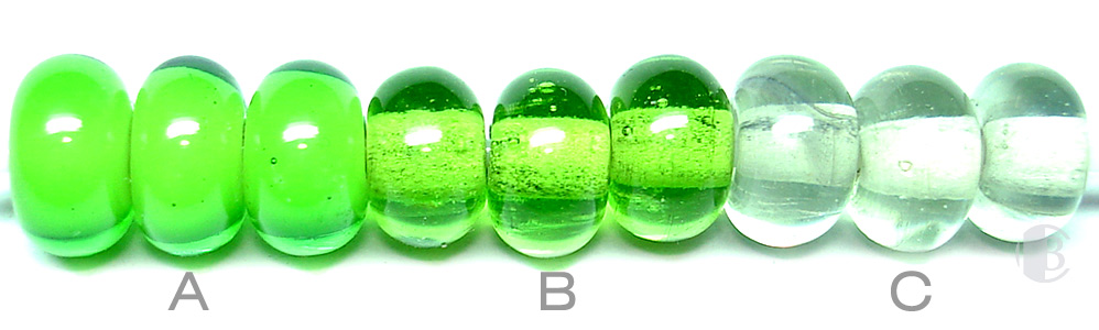 White & Green / Transparent Green / Crystal lampwork spacer beads