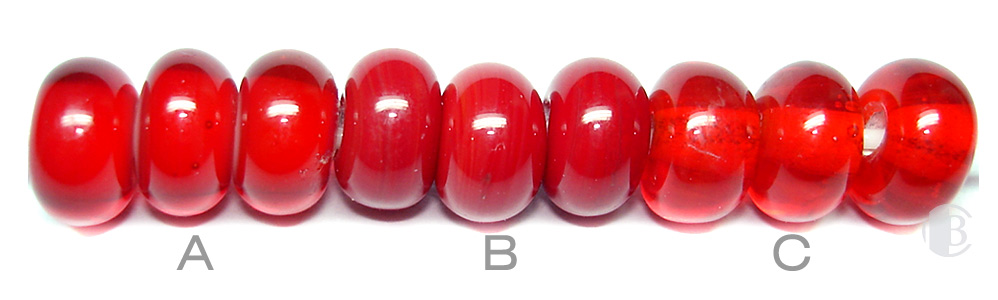 White & Red / Solid Red / Transparent Red lampwork spacer beads