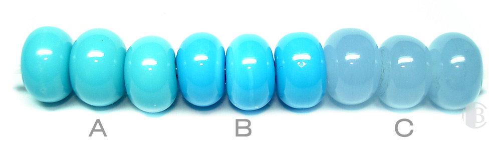 Light Blue / Blue / Light Blue Ink lampwork spacer beads