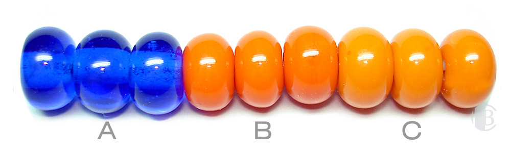 Transparent Blue / Orange / Light Orange lampwork spacer beads