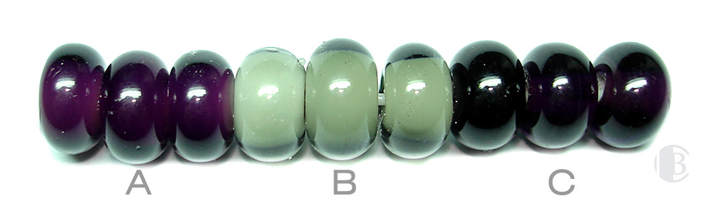 Dark Purple / White & Gray / Black lampwork spacer beads