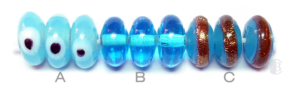 Light Blue / Transparent Blue / Sands Stripes disc spacer beads