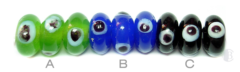 Green / Solid Blue / Black disc design spacer beads