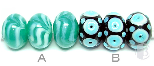 A: Jade Green & Stripes - B: Black & Dots