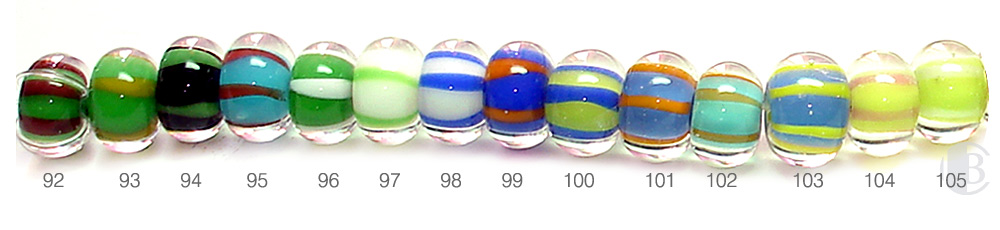 Lampwork Glass Duo-tone Striped Series Spacer Beads