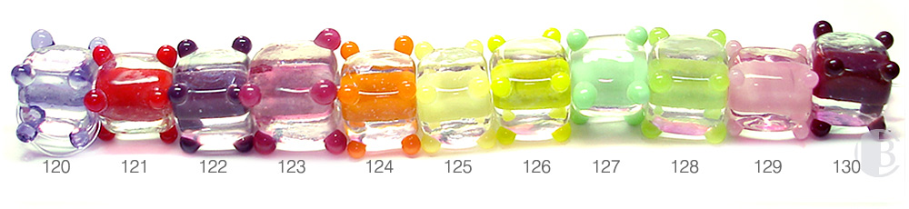 Lampwork Glass Cube Shape Colour Dotted Design Spacer Beads